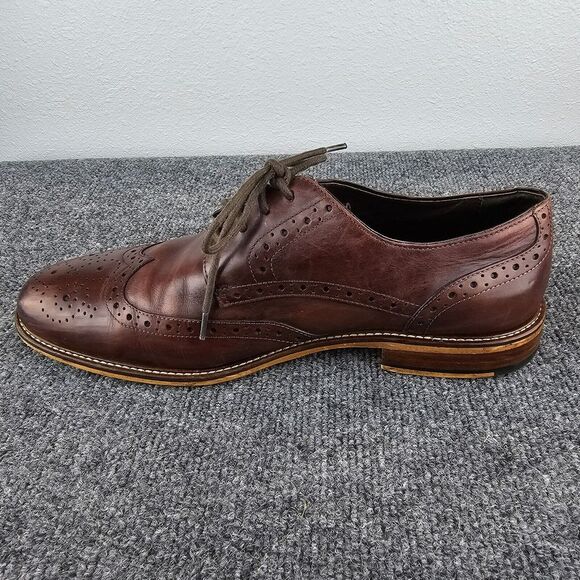 Joseph Abboud Mens Brown Leather Wingtip Derby Dress Shoe Sz 10‎  pre-owned - Picture 4 of 14